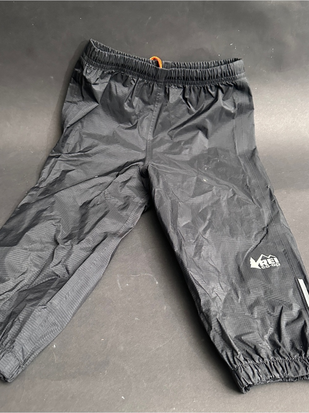 REI Kids Black Waterproof Jogger Rain Pants with Reflective Logo